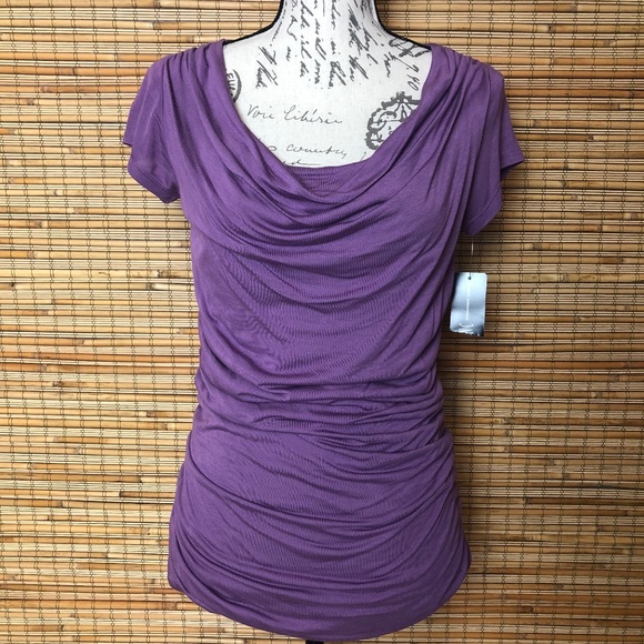 INC International Concepts Tops - INC Cowl Neckline & Ruched Stretch Top-Size M NEW